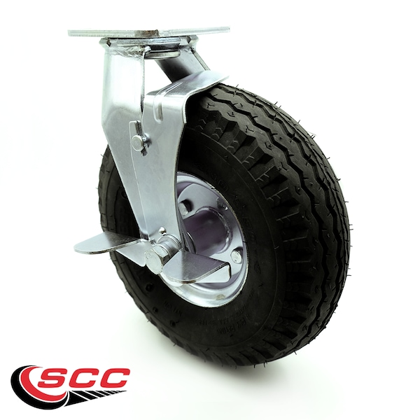 10 Inch Black Pneumatic Wheel Swivel Caster with Brake